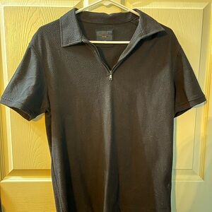 Marc Fisher Black Textured Half-Zip Men’s Polo Size Small